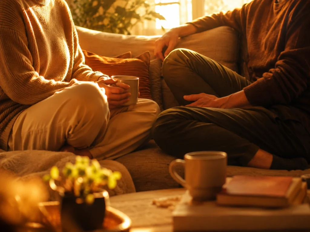 terapia de pareja para reconstruir la confianza, conversación en un espacio cálido